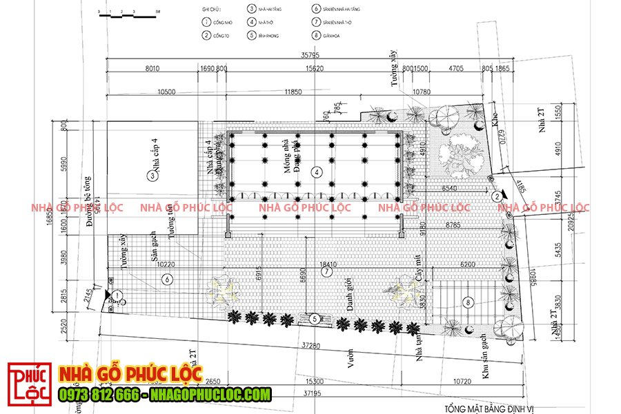 Mặt bằng bố trí nhà gỗ cổ truyền 