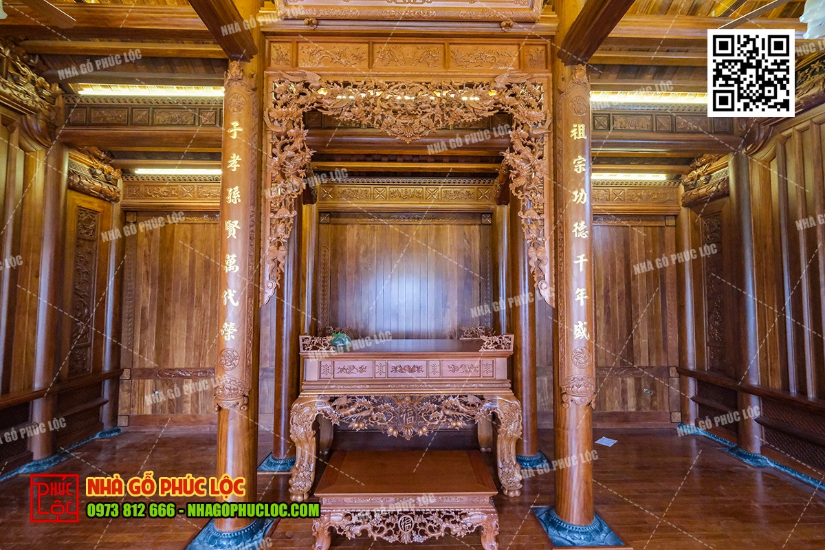 Sập thờ mai điểu trong không gian phòng thờ